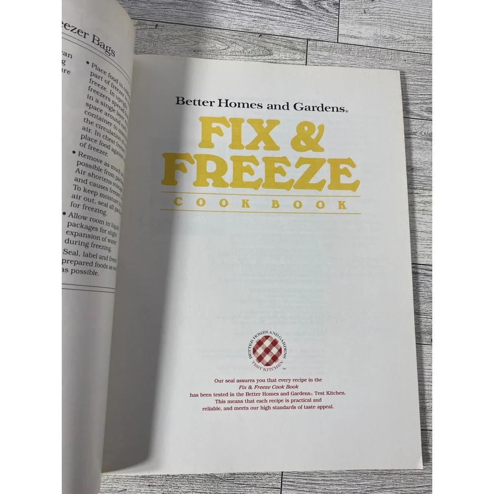 Better Homes and Gardens Fix & Freeze Cookbook Recipes Meal Prep Storage 1988 SC